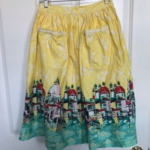 Lindy Bop retro cotton print skirt. Sz 8. Lined.